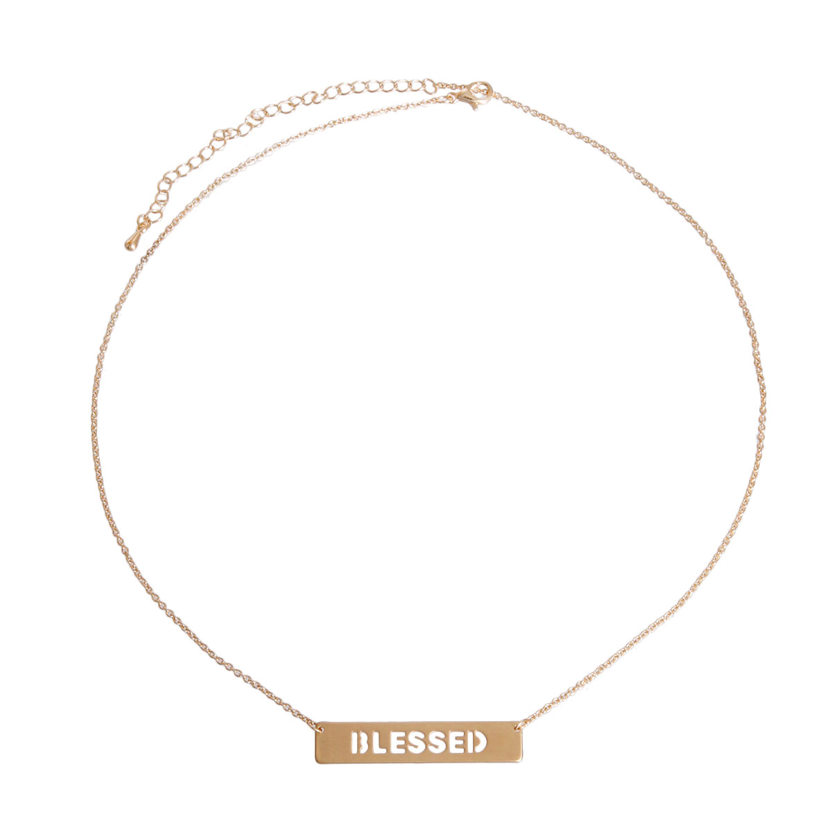 Gold Blessed Cutout Plate Necklace