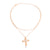 Gold Pearl Heart Cross Necklace