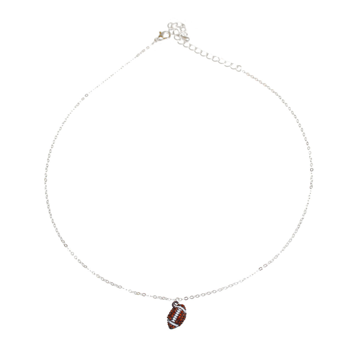 Angled Rhinestone Football Necklace