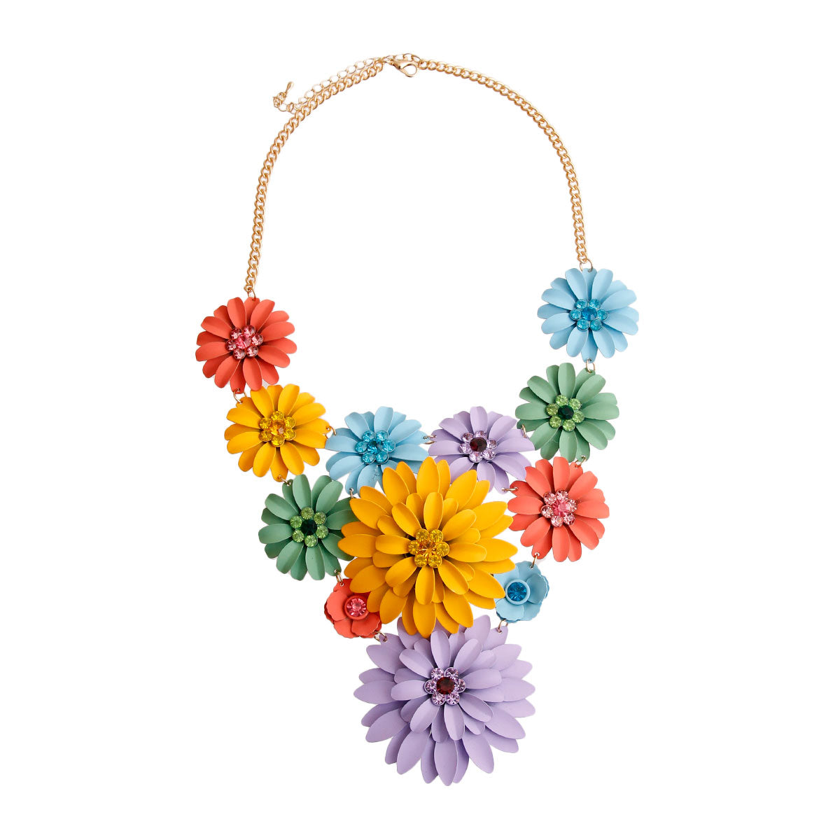 Matte Metal Flower Bib Necklace