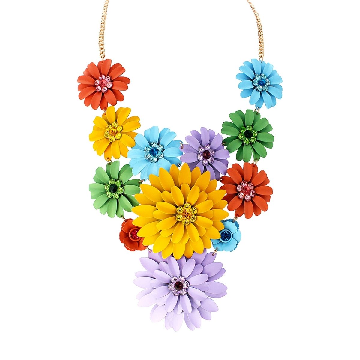 Matte Metal Flower Bib Necklace