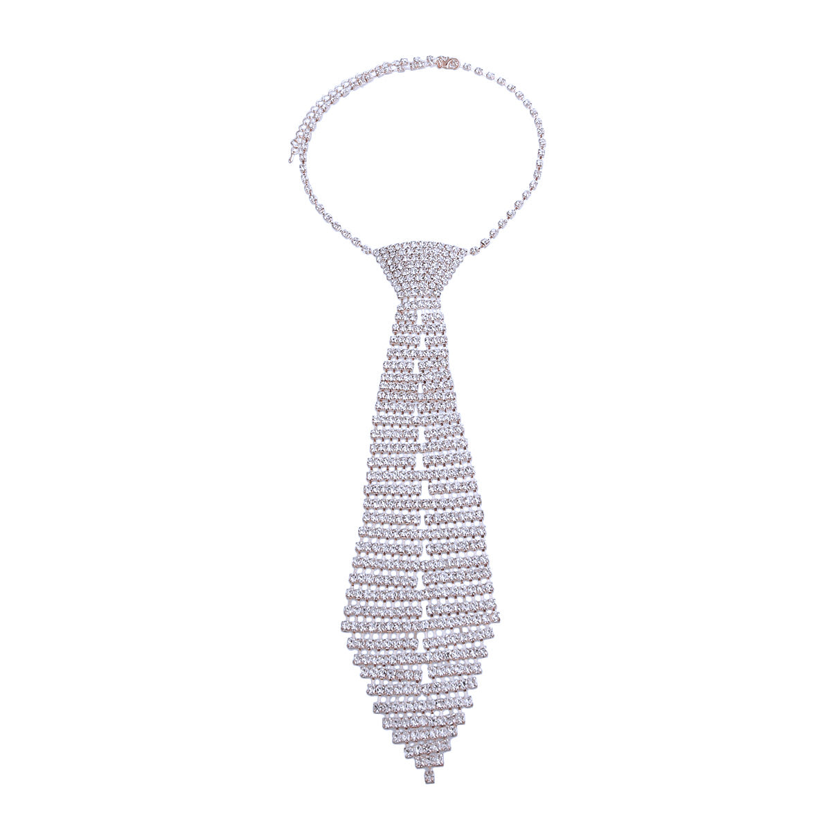 Silver Rhinestone Vintage Neck Tie