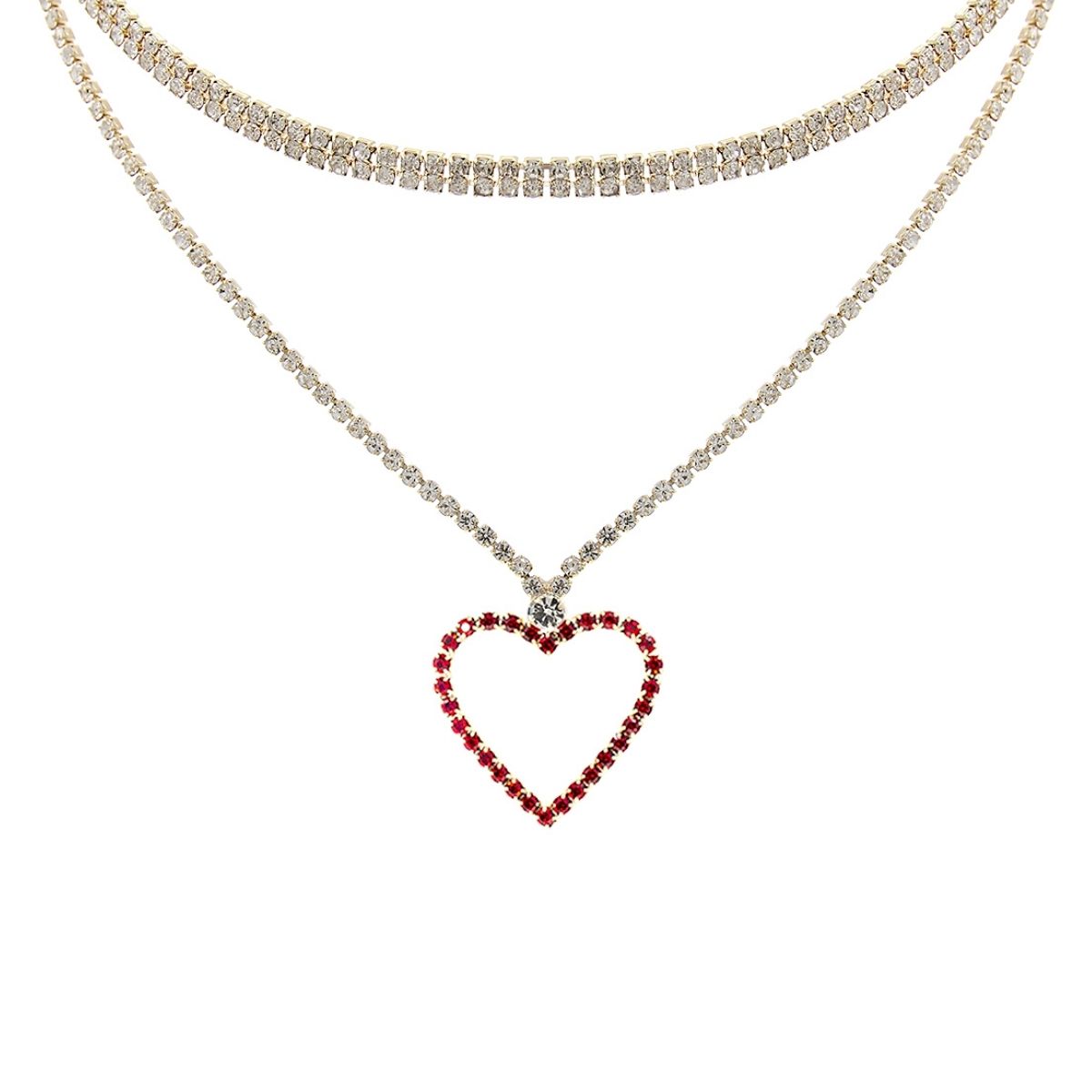 Red and Silver Triple Heart Earrings