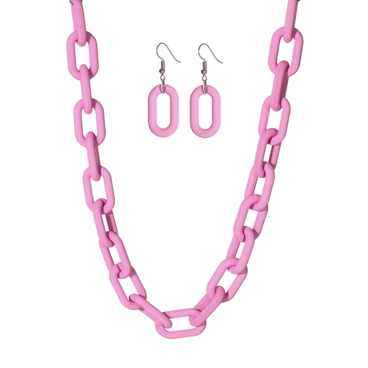 Pink Rubber Coated Chain Necklace