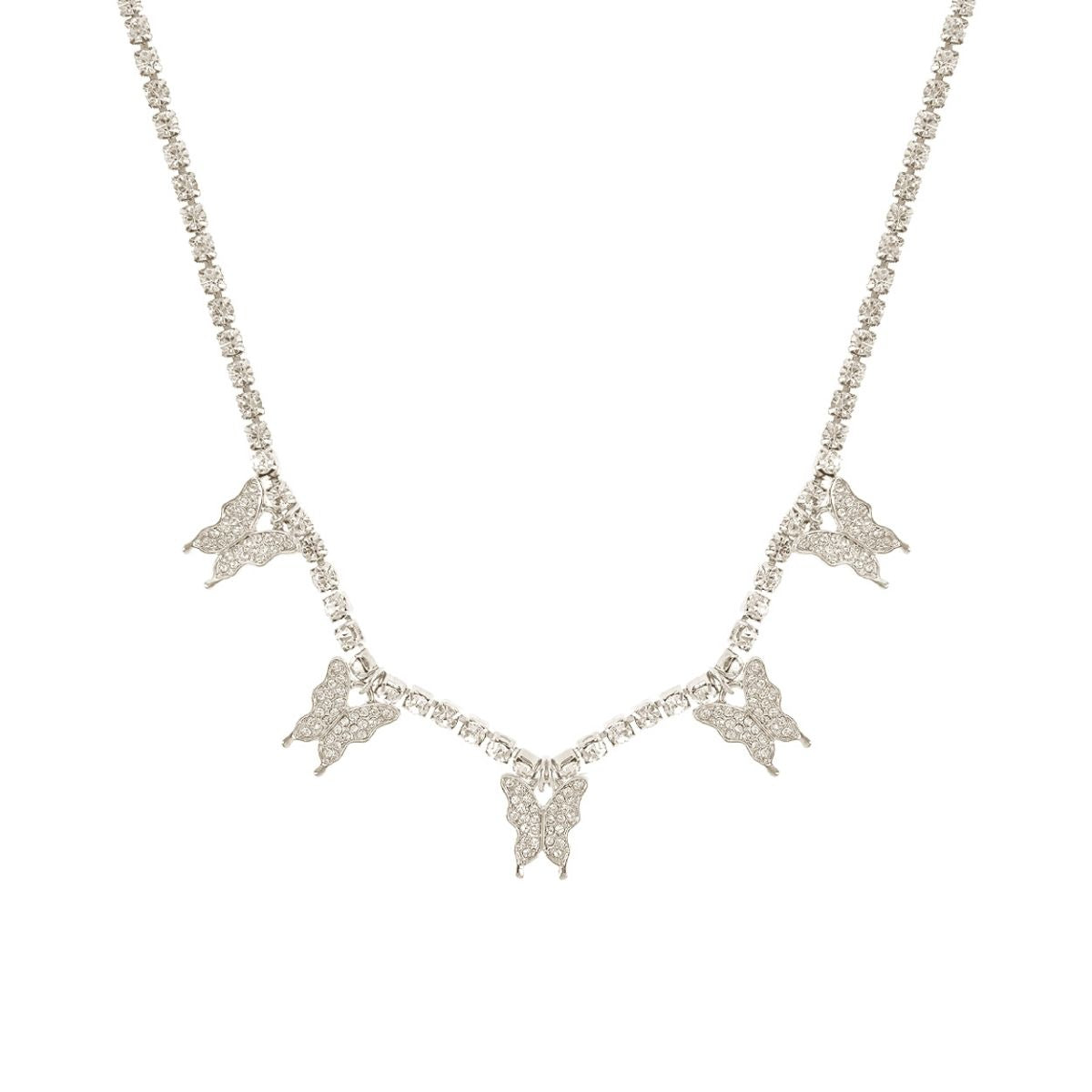 Silver Butterfly Charm Choker