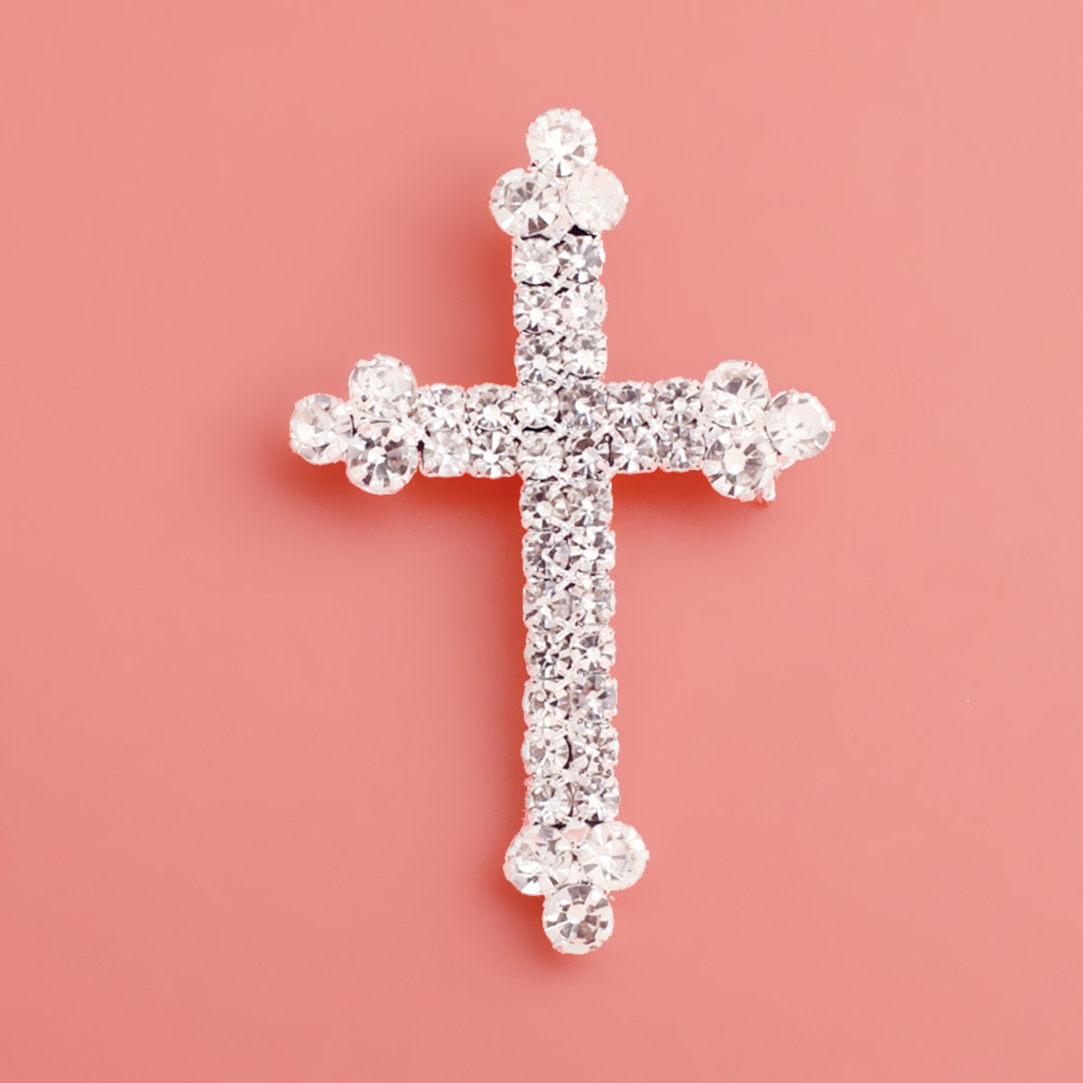 Silver Budded Cross Brooch