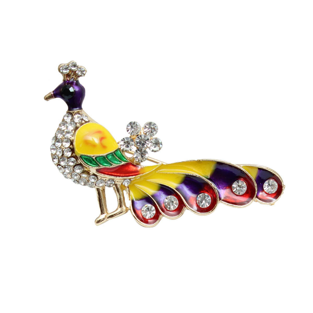 Multi Color Peacock Brooch