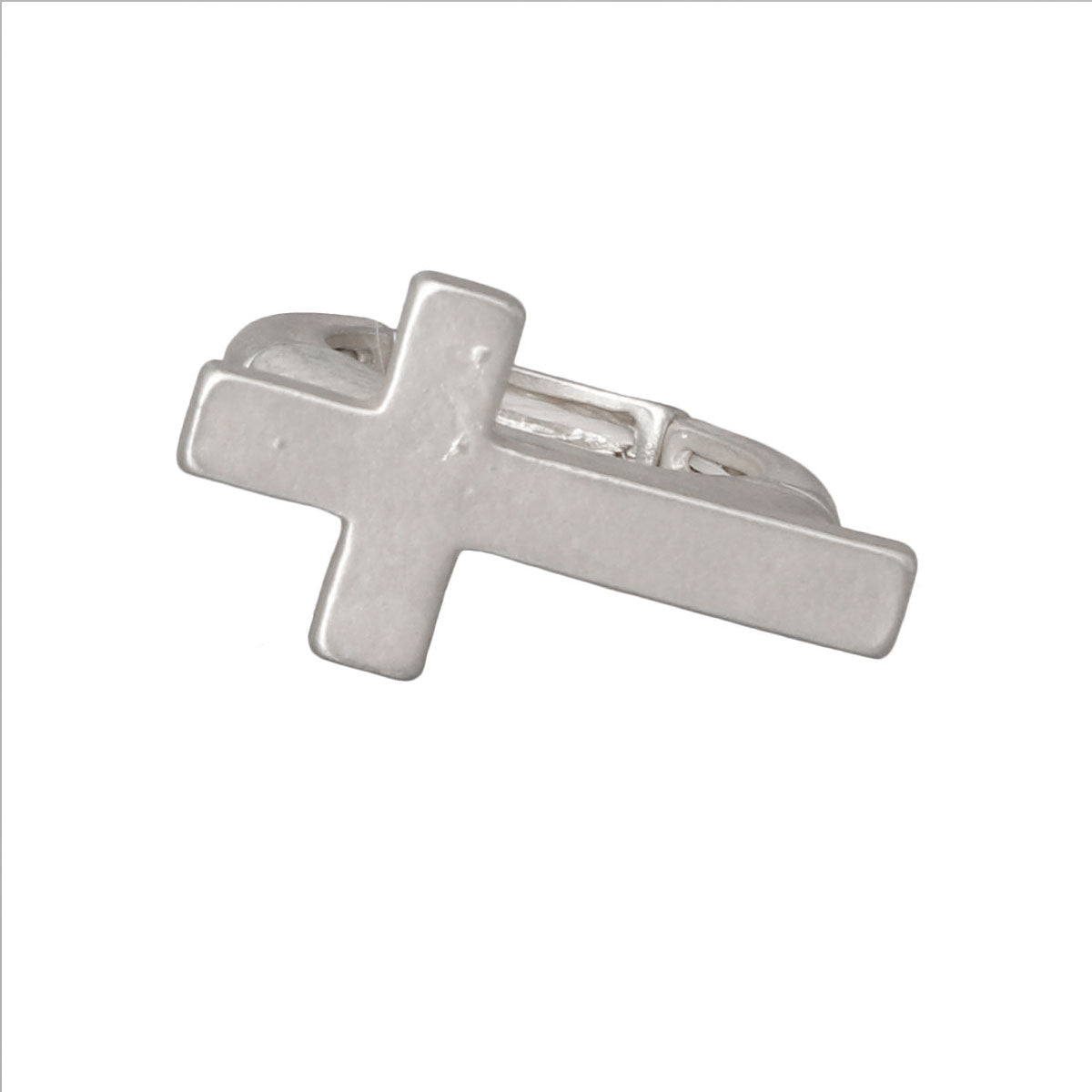 Matte Silver Side Cross Ring