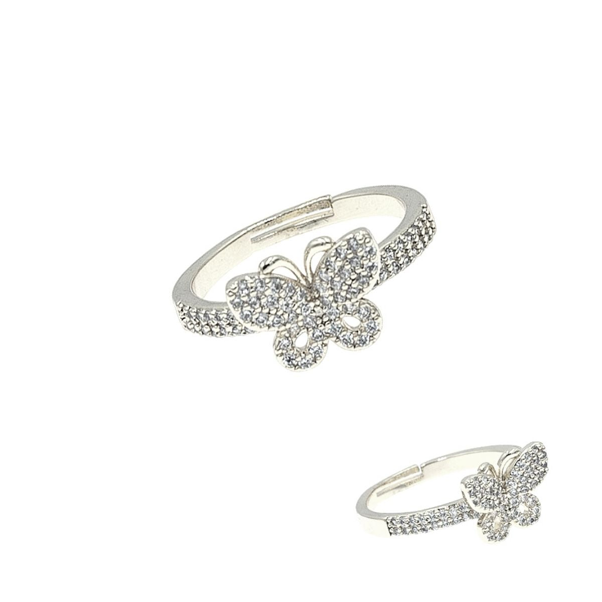 Silver CZ Butterfly Ring