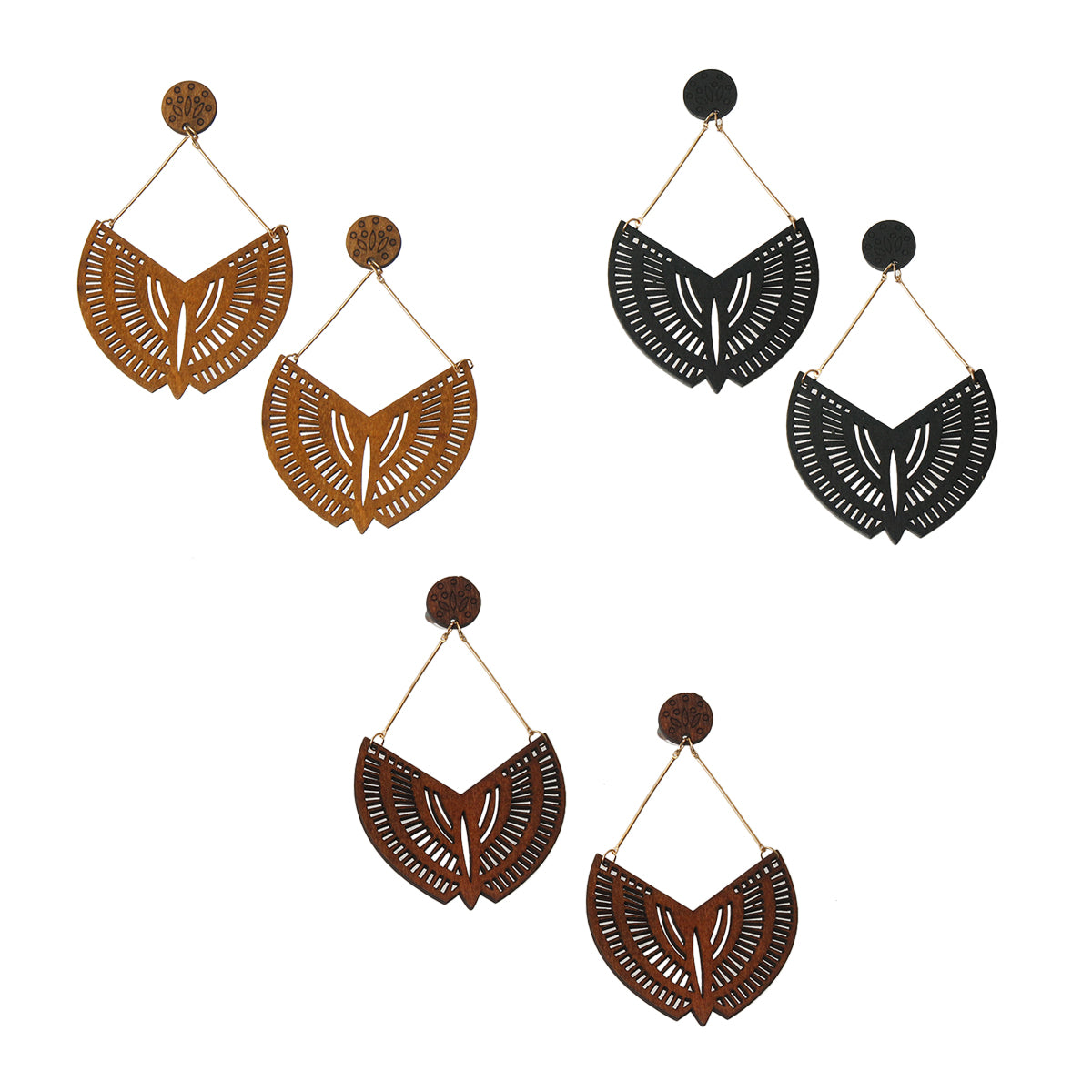 Dozen Natural Color Cut Out Earrings