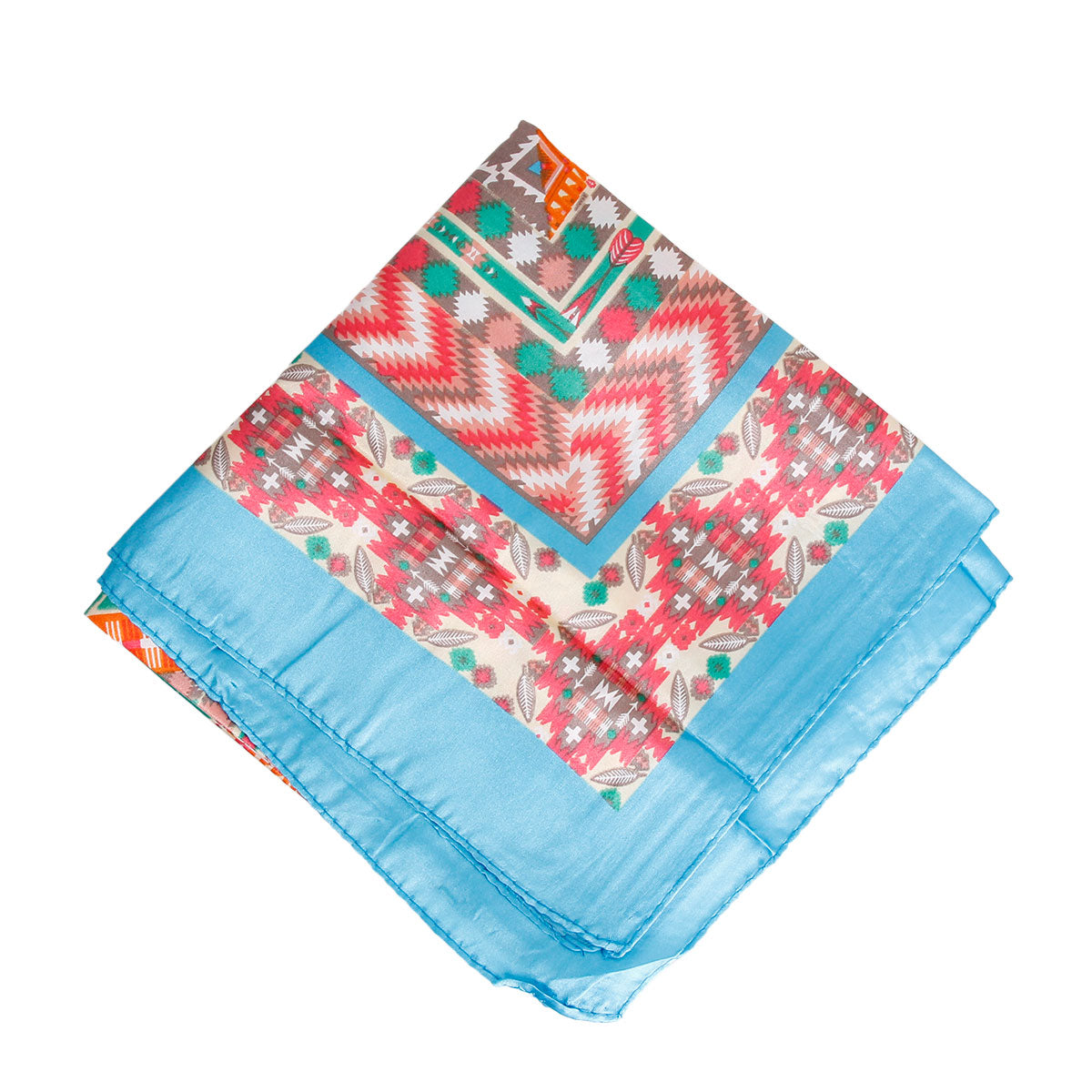 Blue Boho Silky Babushka Scarf