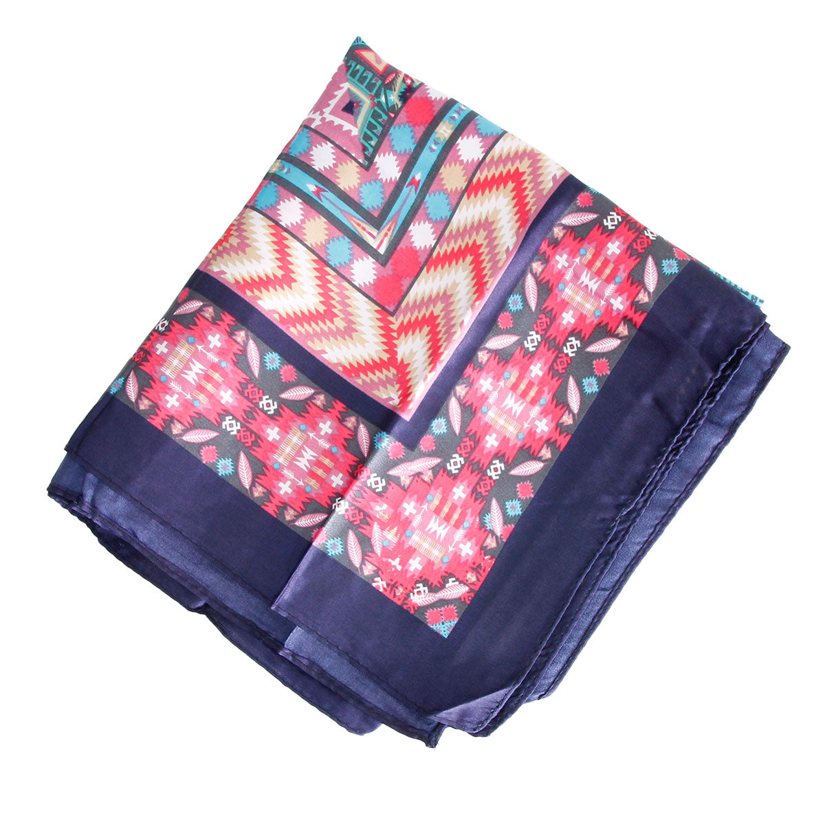 Navy Boho Silky Babushka Scarf