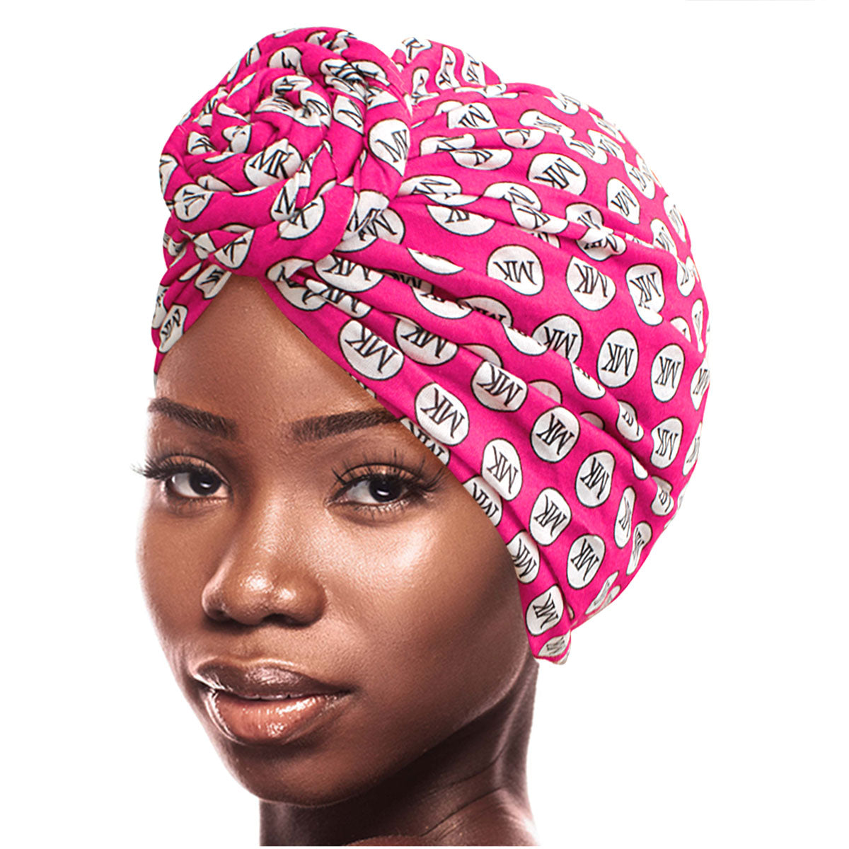 Pink MK Circle Twist Knot Turban