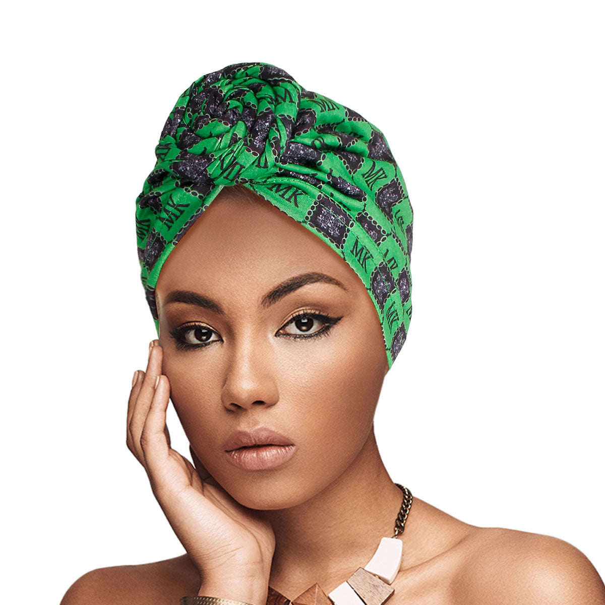 Green MK Twist Knot Turban