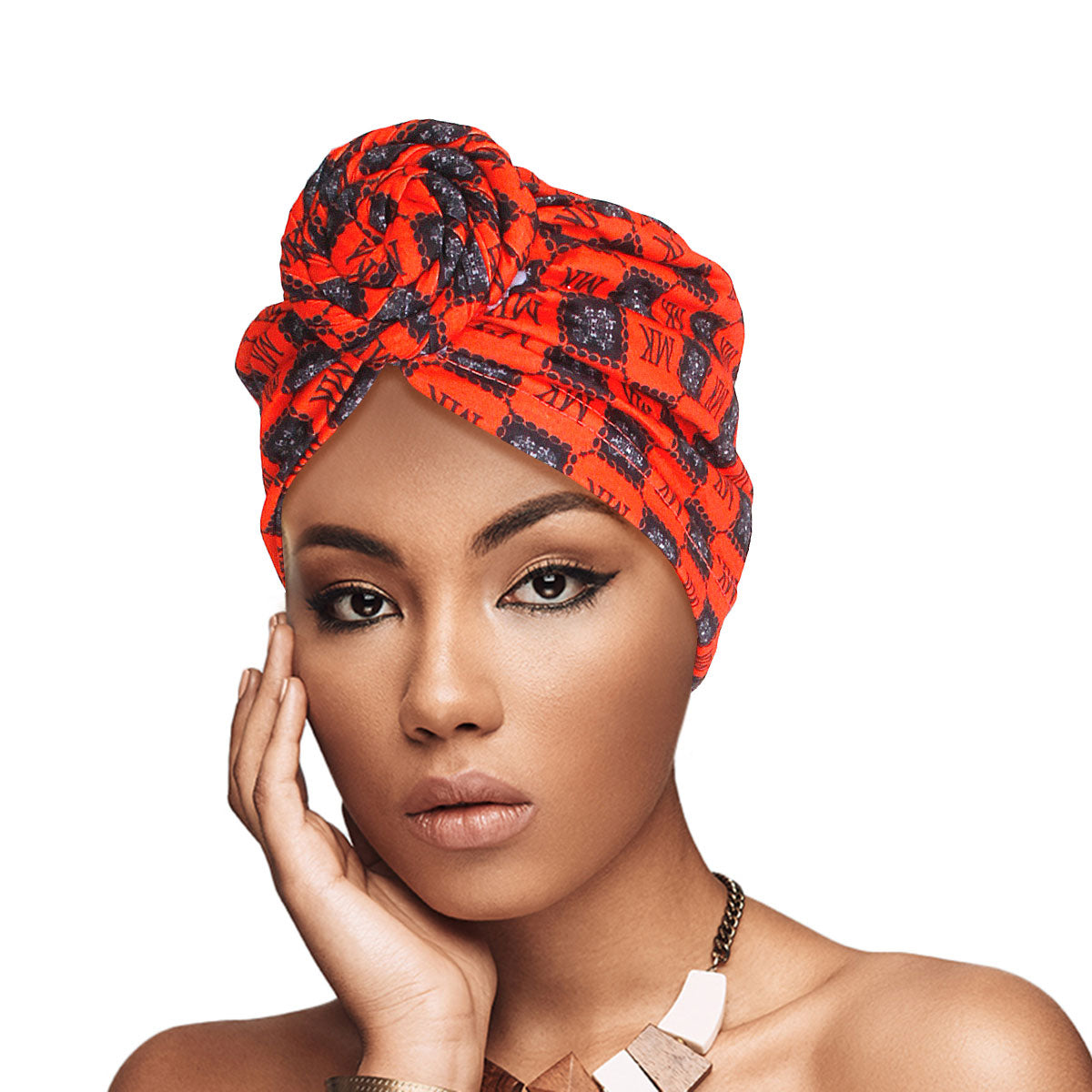 Orange MK Twist Knot Turban