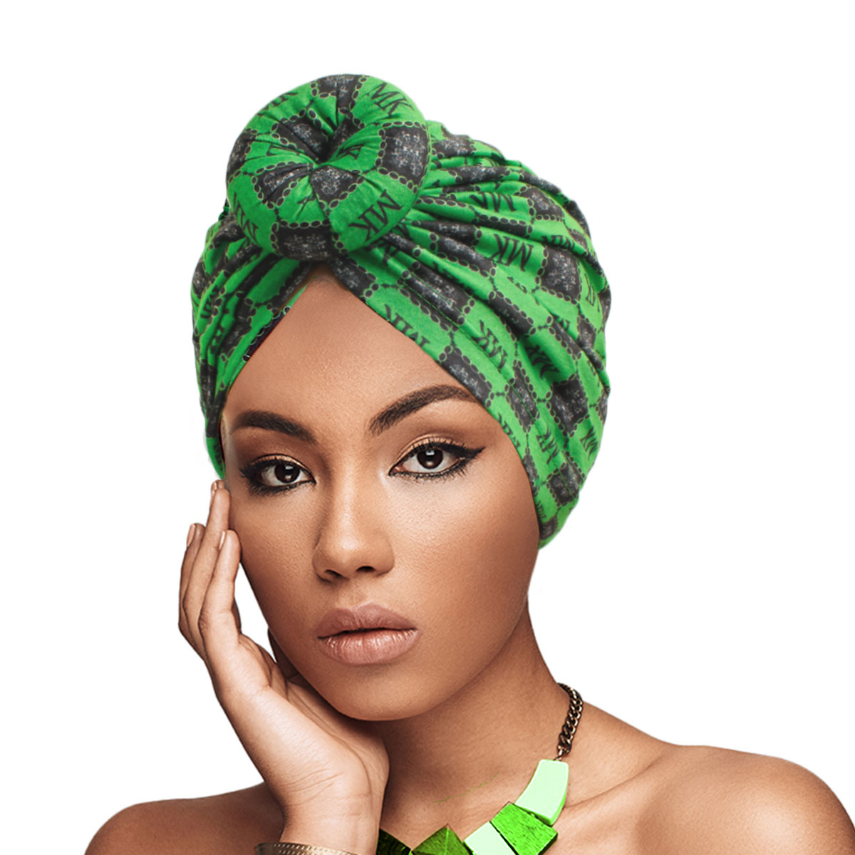 Green MK Donut Knot Turban