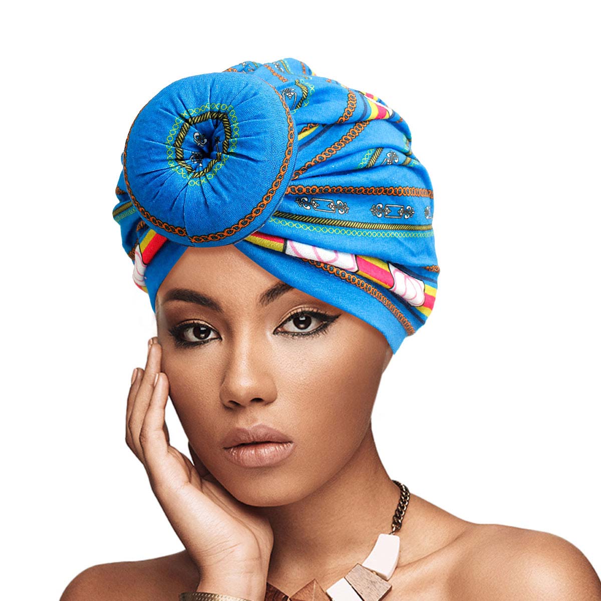 Blue Infinity Ring Donut Knot Turban