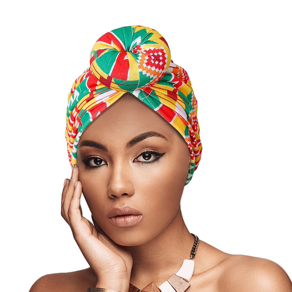 Yellow and Red Donut Knot Turban