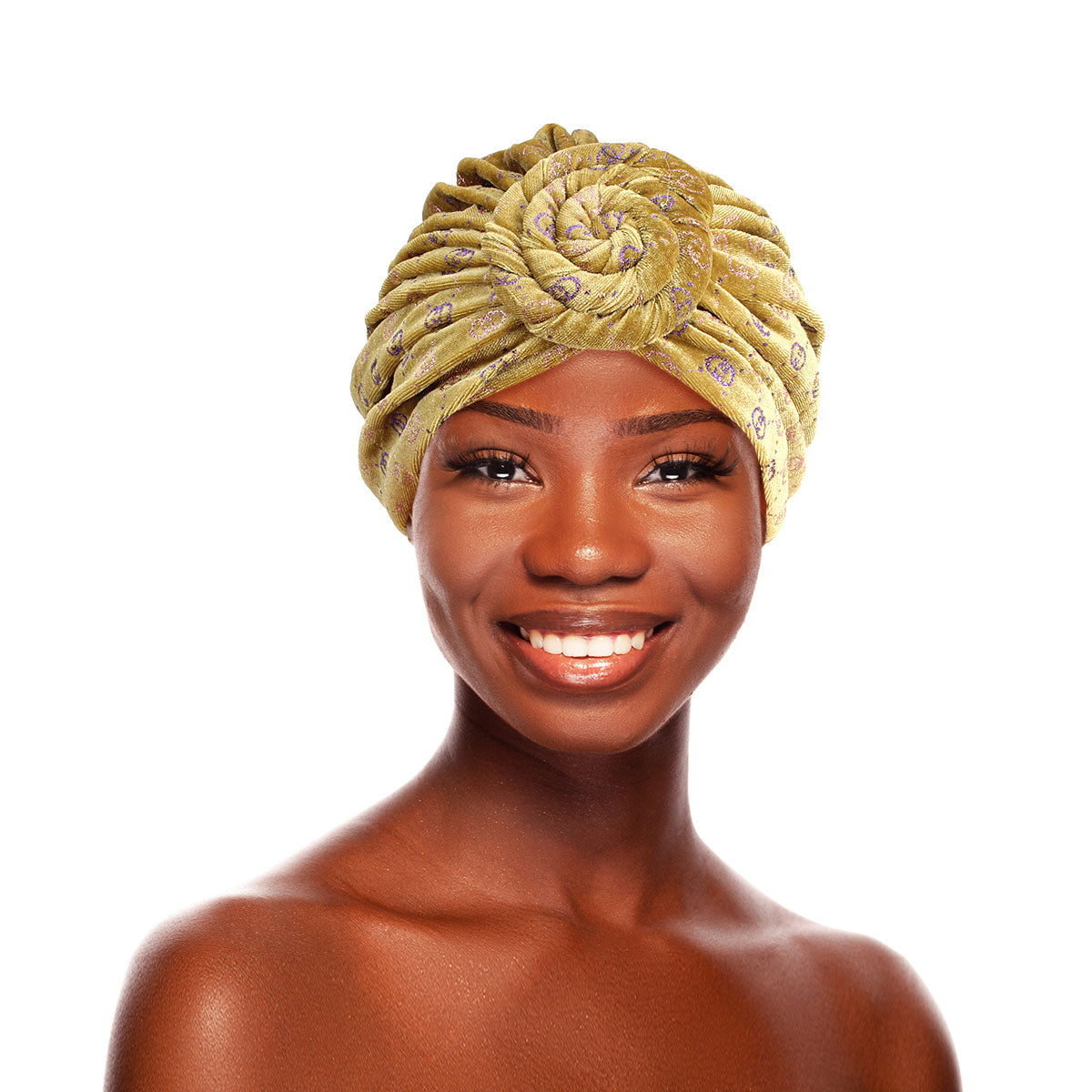 Gold Velvet Designer Twist Turban