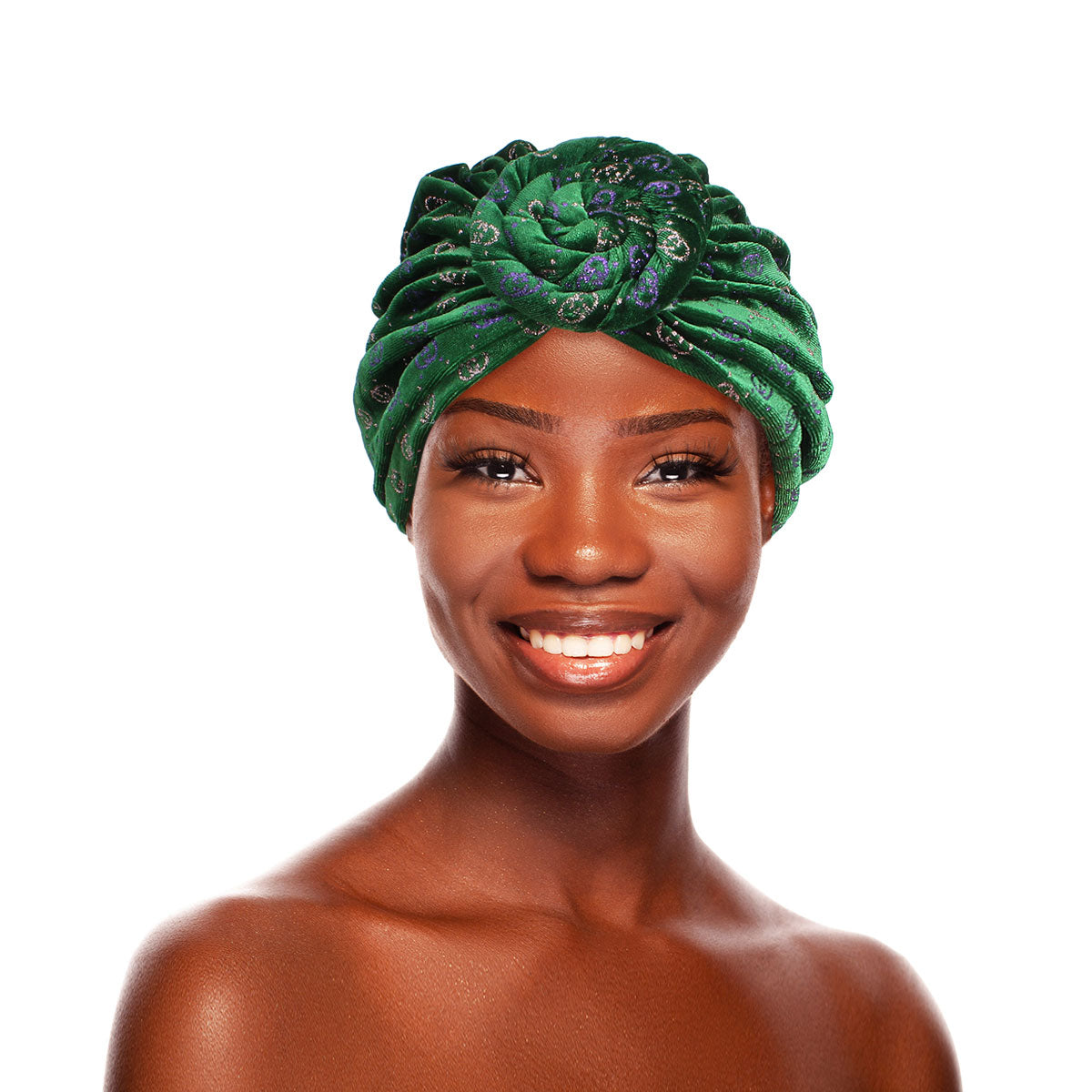 Green Velvet Designer Twist Turban