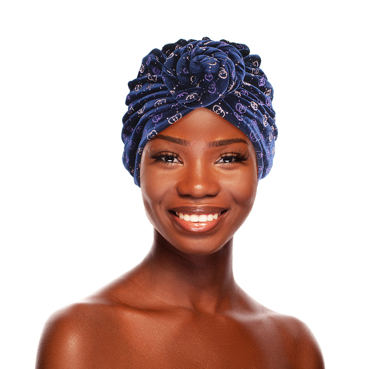 Navy Velvet Designer Twist Turban