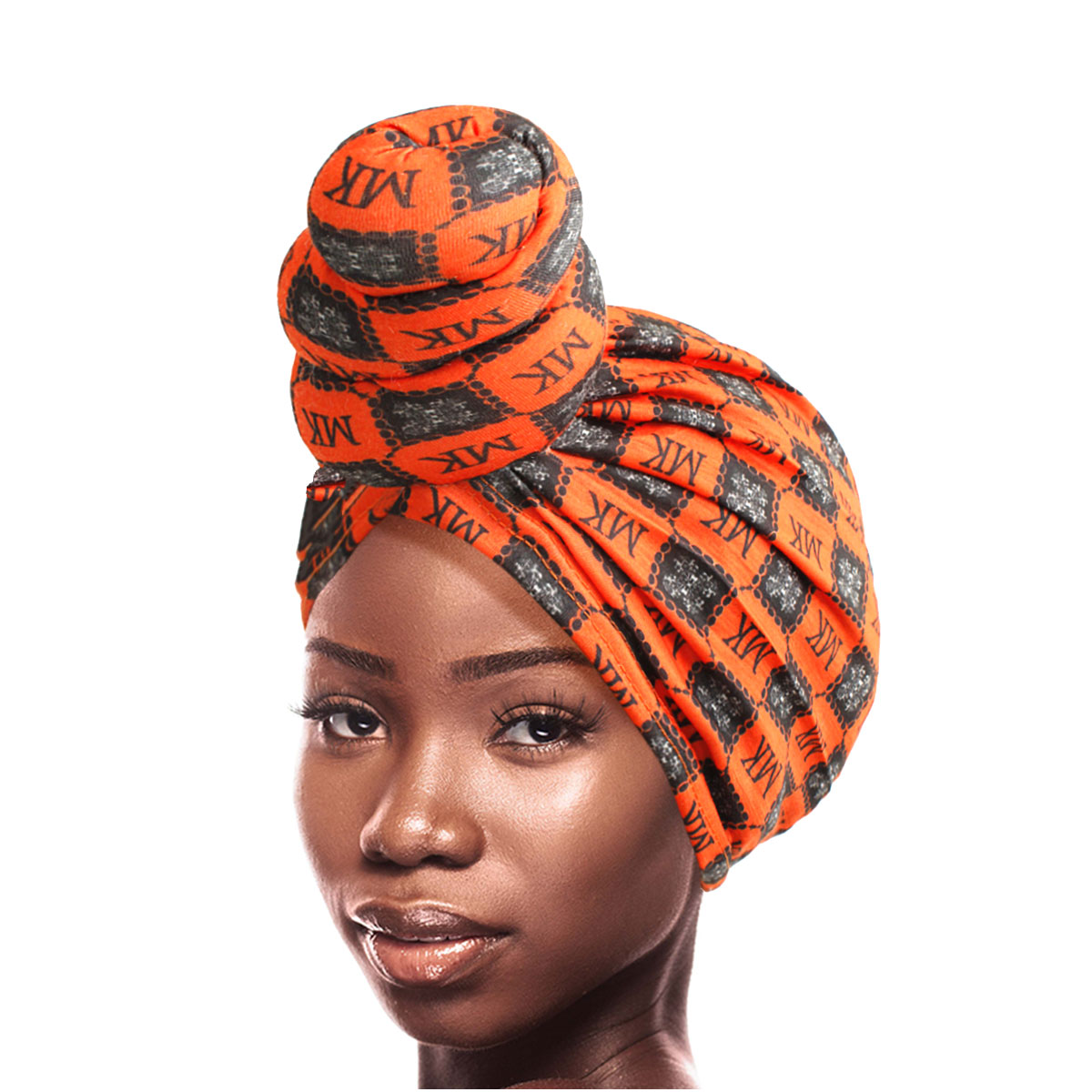 Orange MK Tall Twist Knot Turban