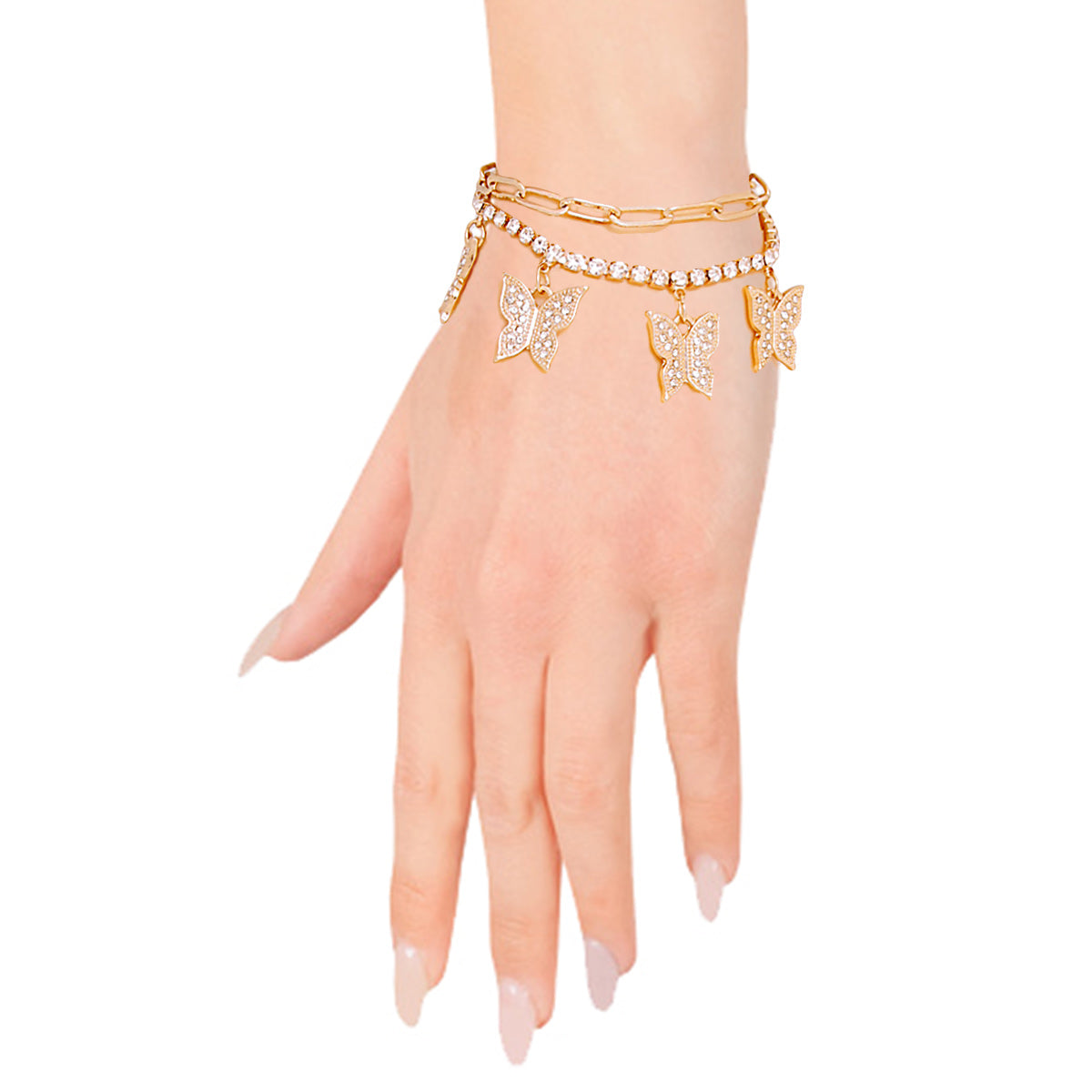 Gold 2 Layer Butterfly Bracelet