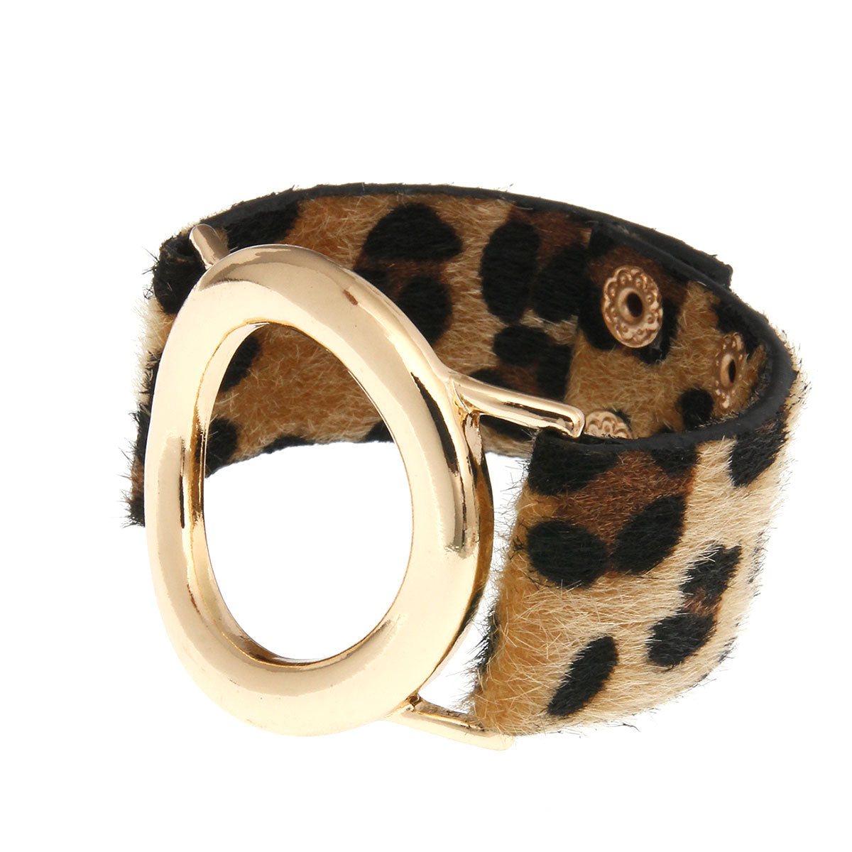 Leopard Faux Fur Circle Snap Bracelet