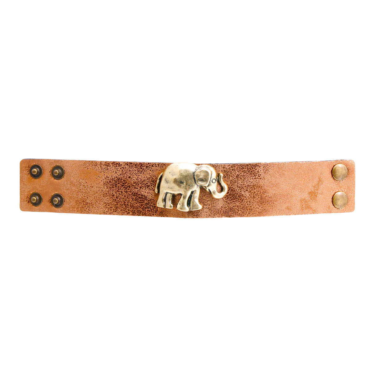Metallic Gold Leather Elephant Bracelet