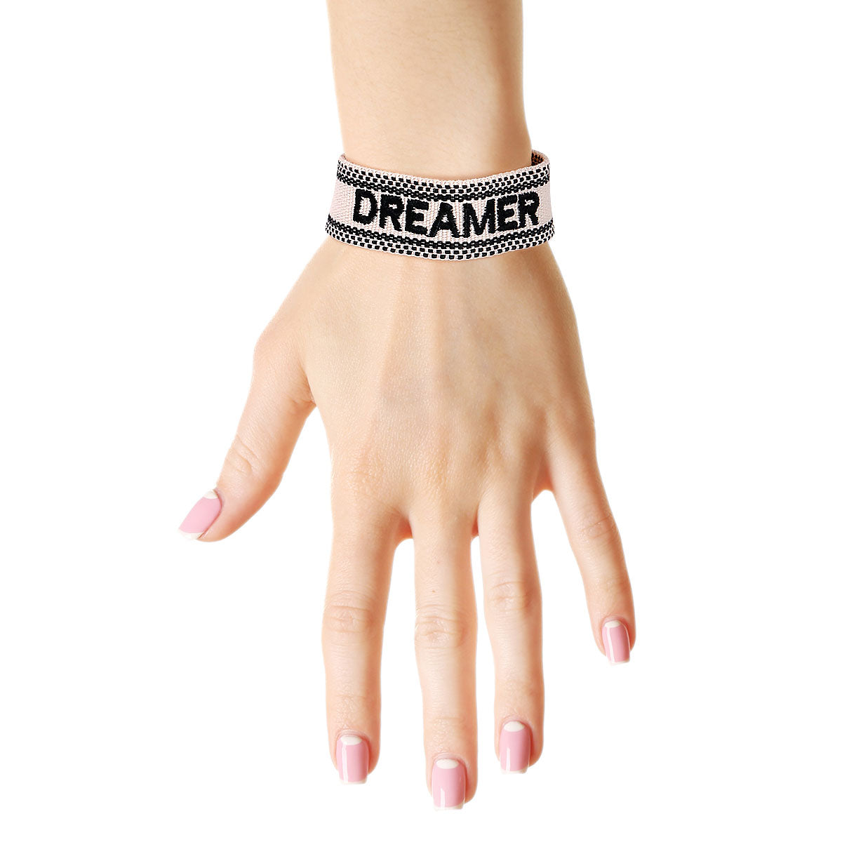 CD Inspired White DREAMER Embroidered Bracelet