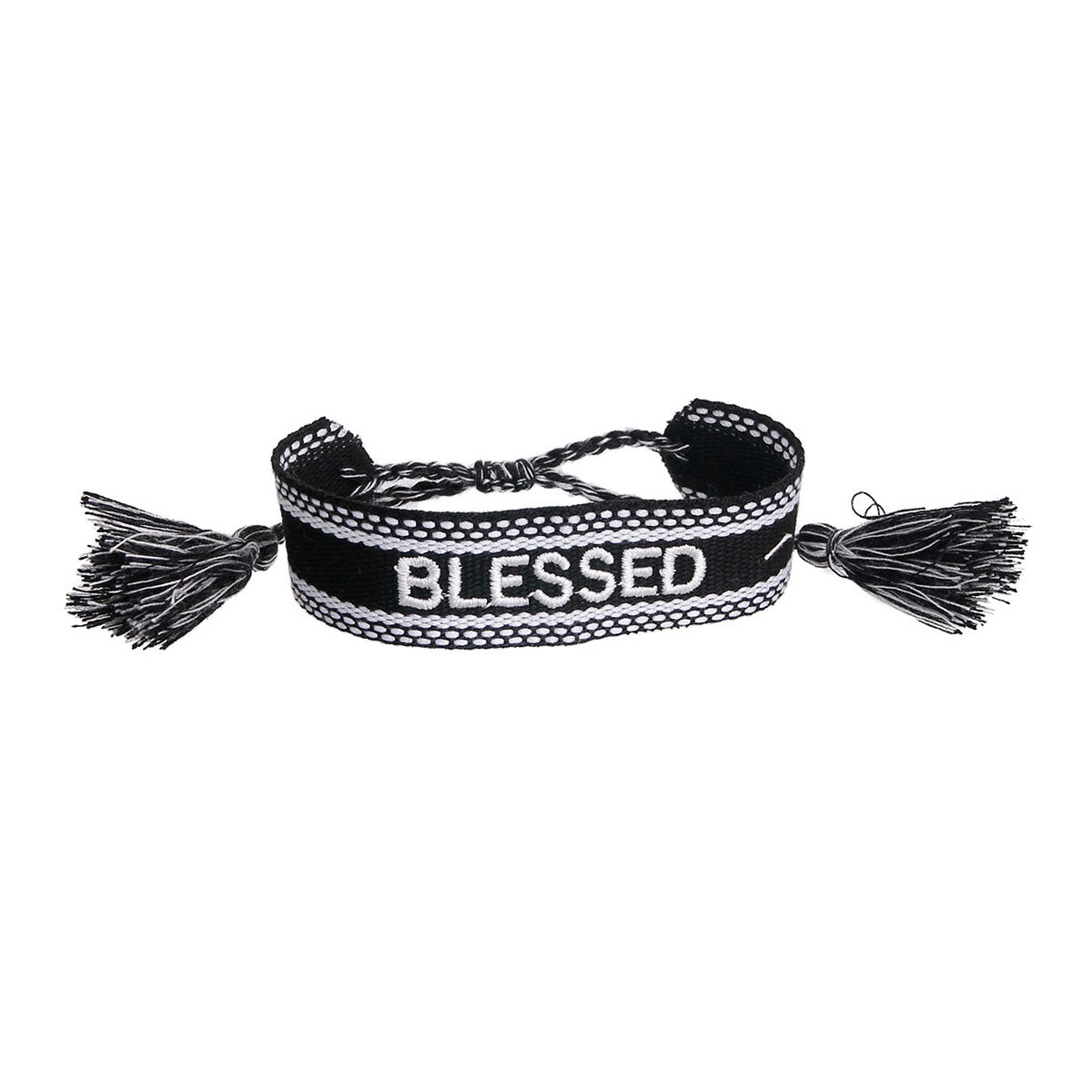 CD Inspired Black BLESSED Embroidered Bracelet