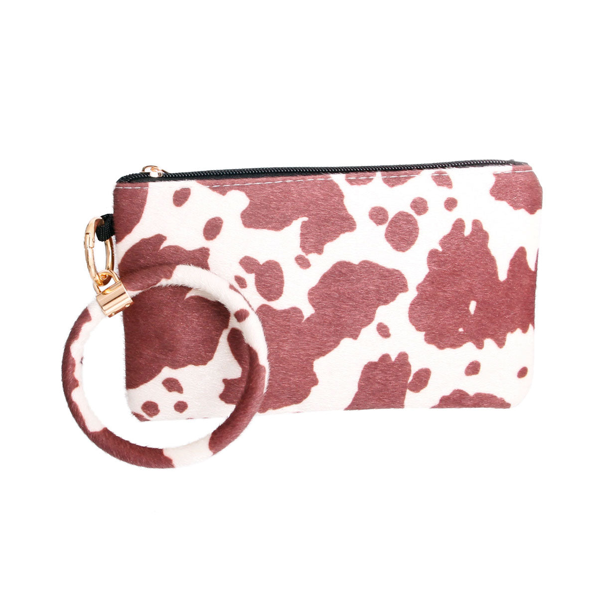 Brown and White Fur Animal Wristlet