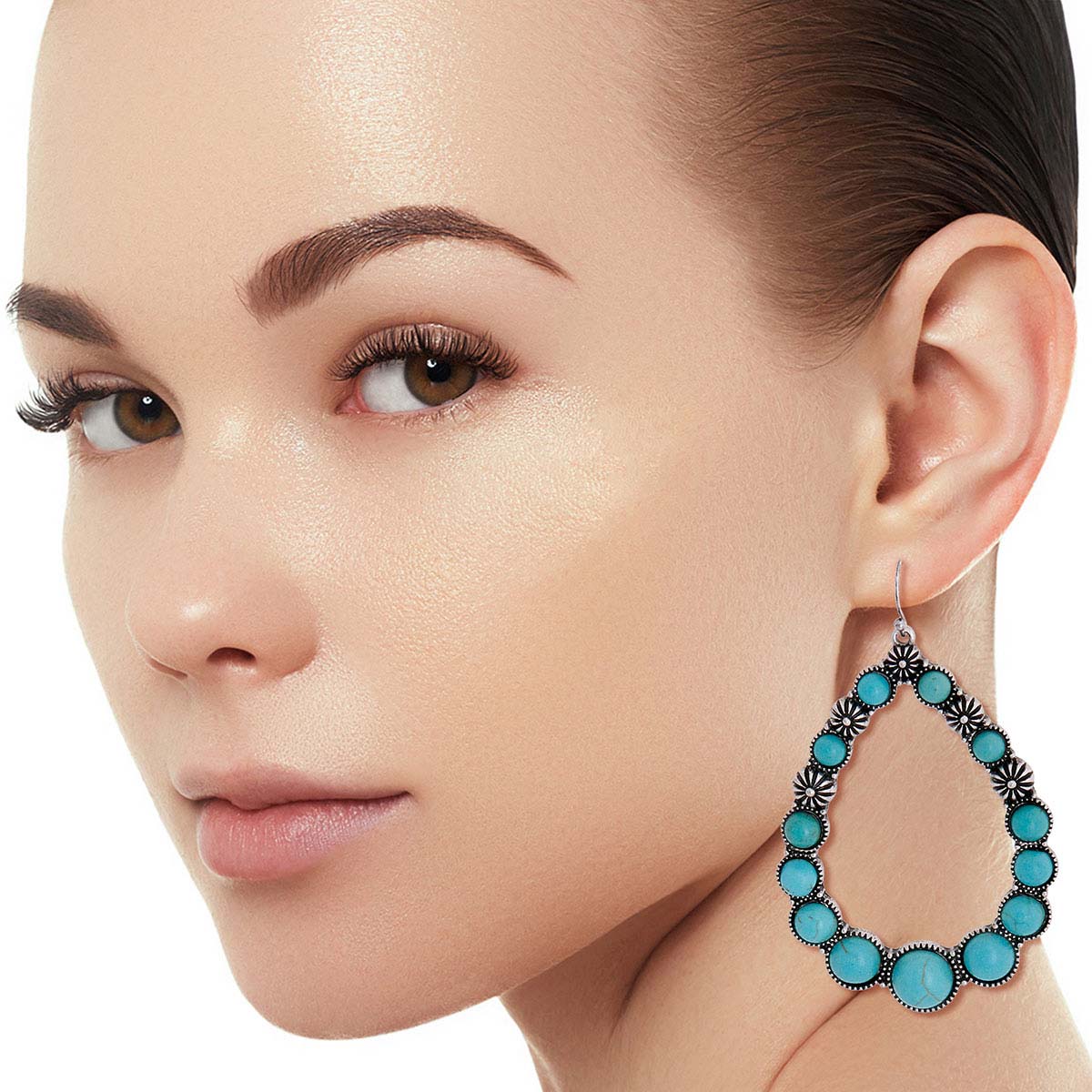 Turquoise Silver Teardrop Earrings