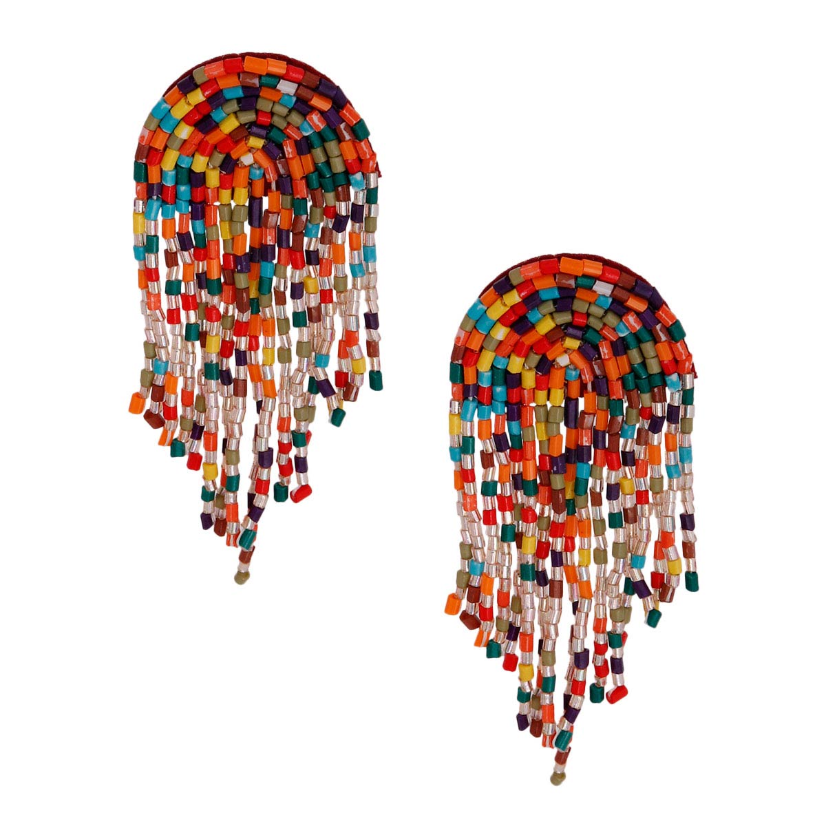 Multi Color Beaded Arc Earrings