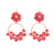 Pink Flower and Gold Drop Hoop Earrings