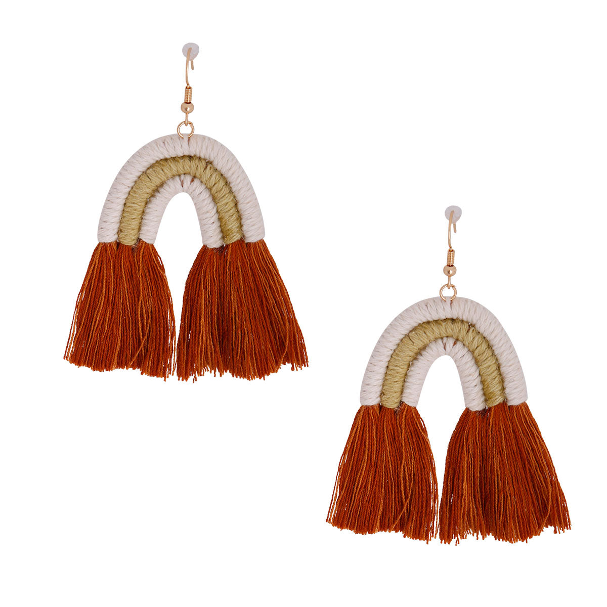 Brown Tassel Arc Earrings