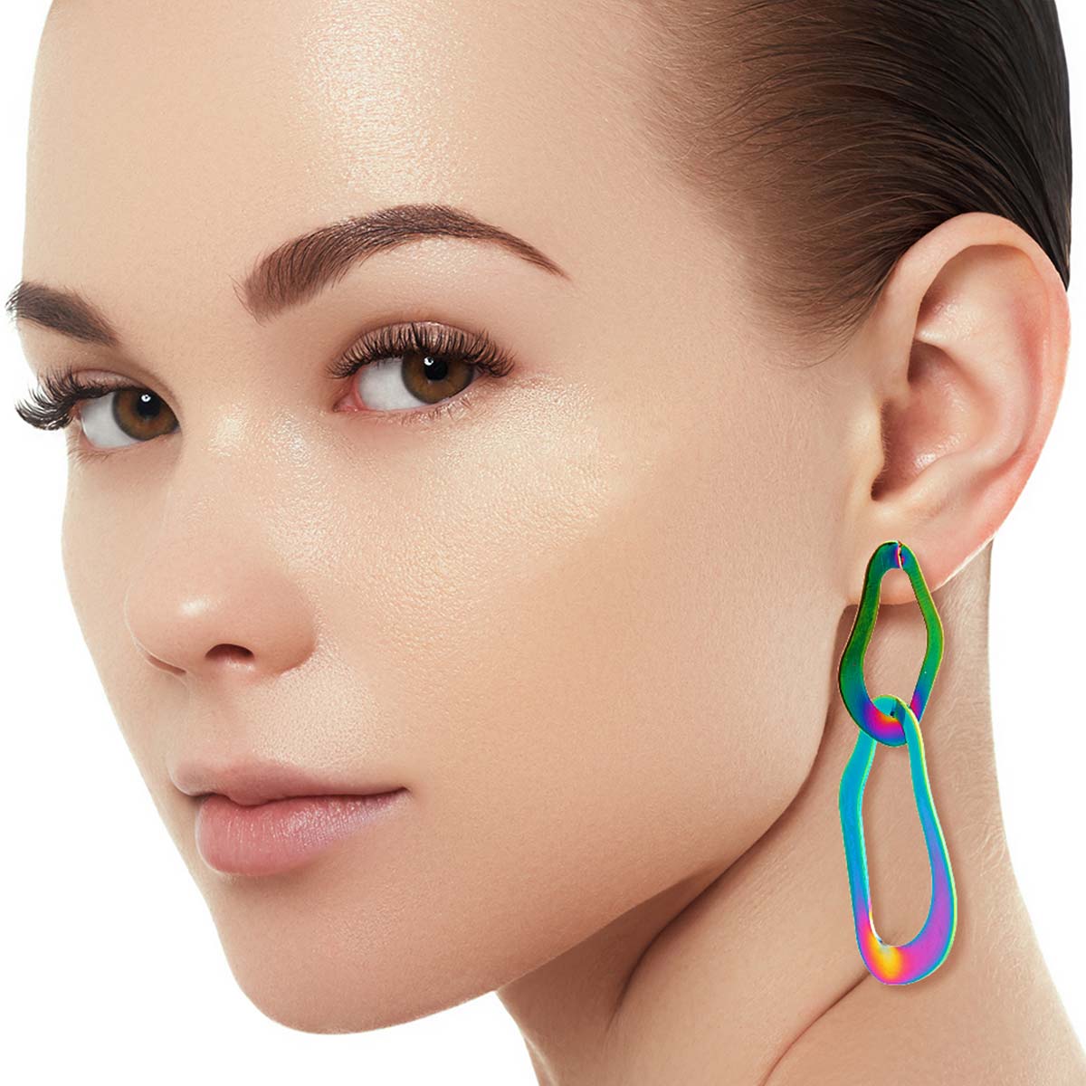 Rainbow Metal Organic Drop Earrings