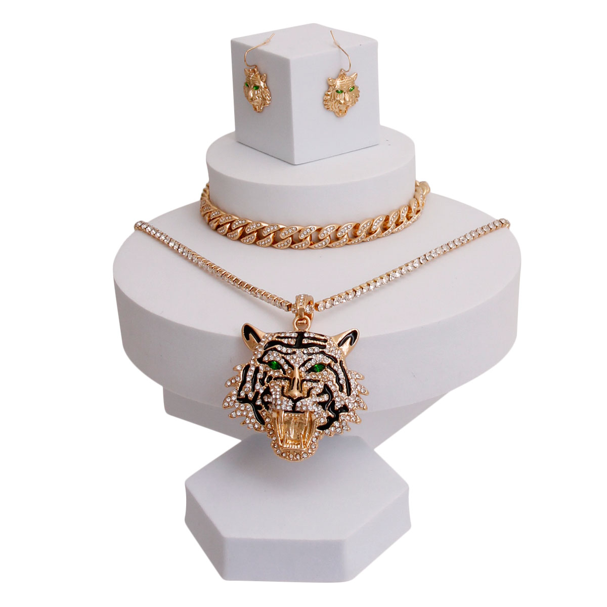 Gold Iced Cuban Chain Tiger Necklace
