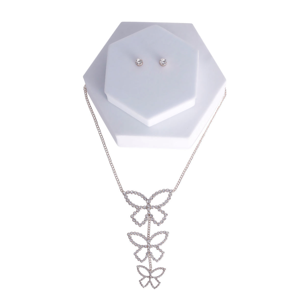 Silver Triple Butterfly Necklace
