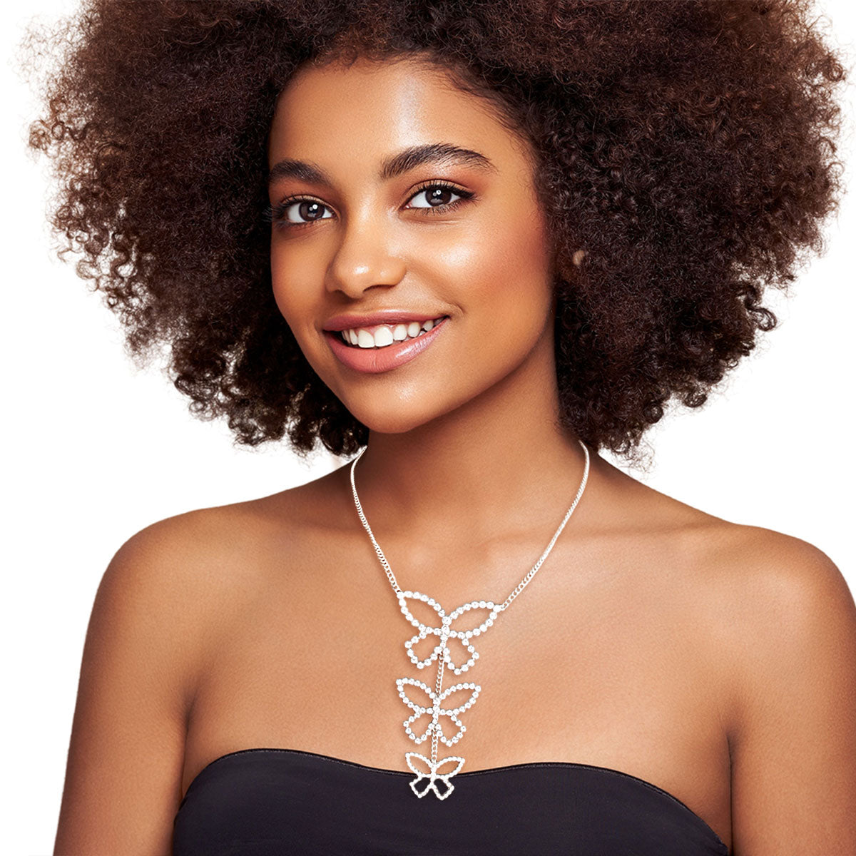 Silver Triple Butterfly Necklace