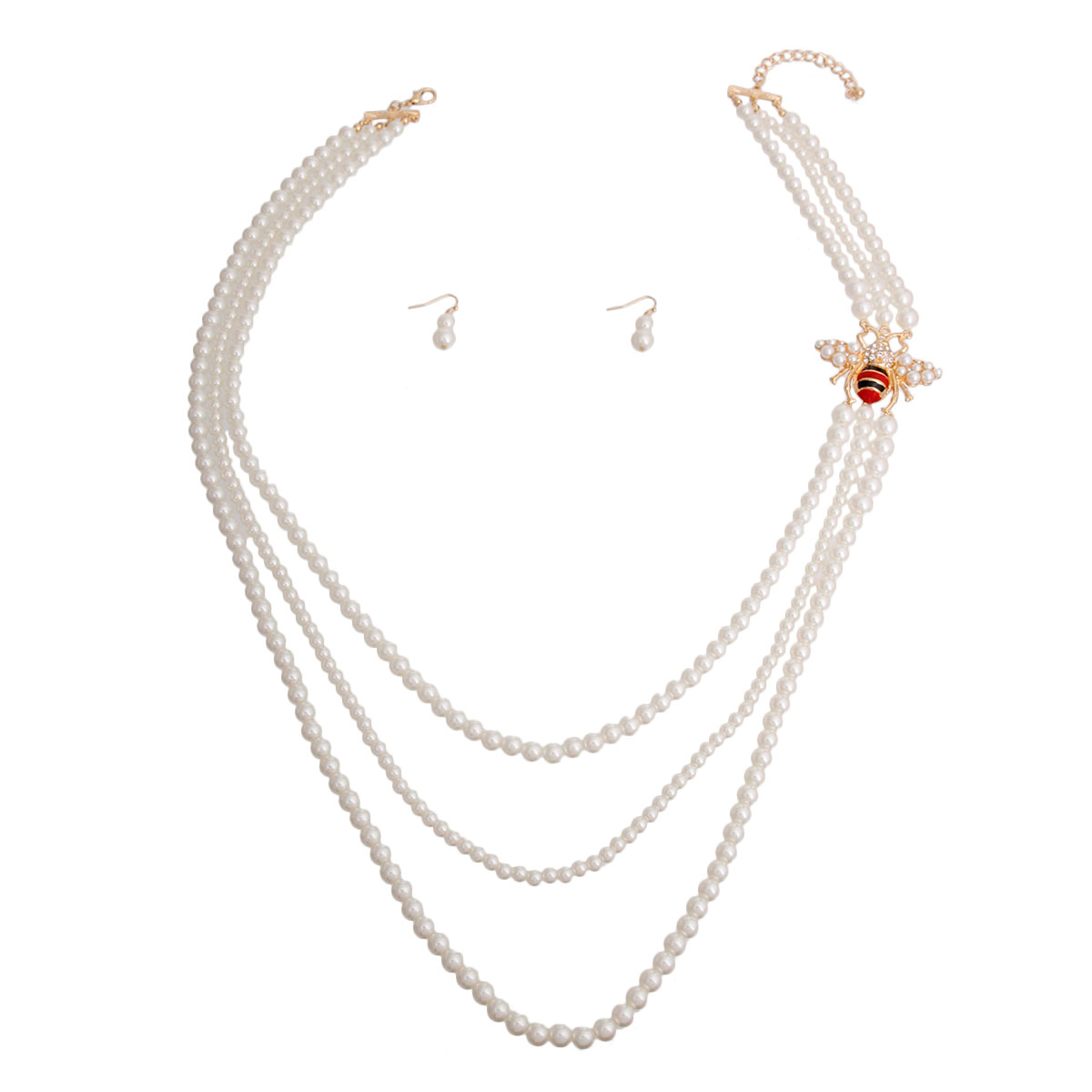 Designer Style 3 Strand Long Necklace