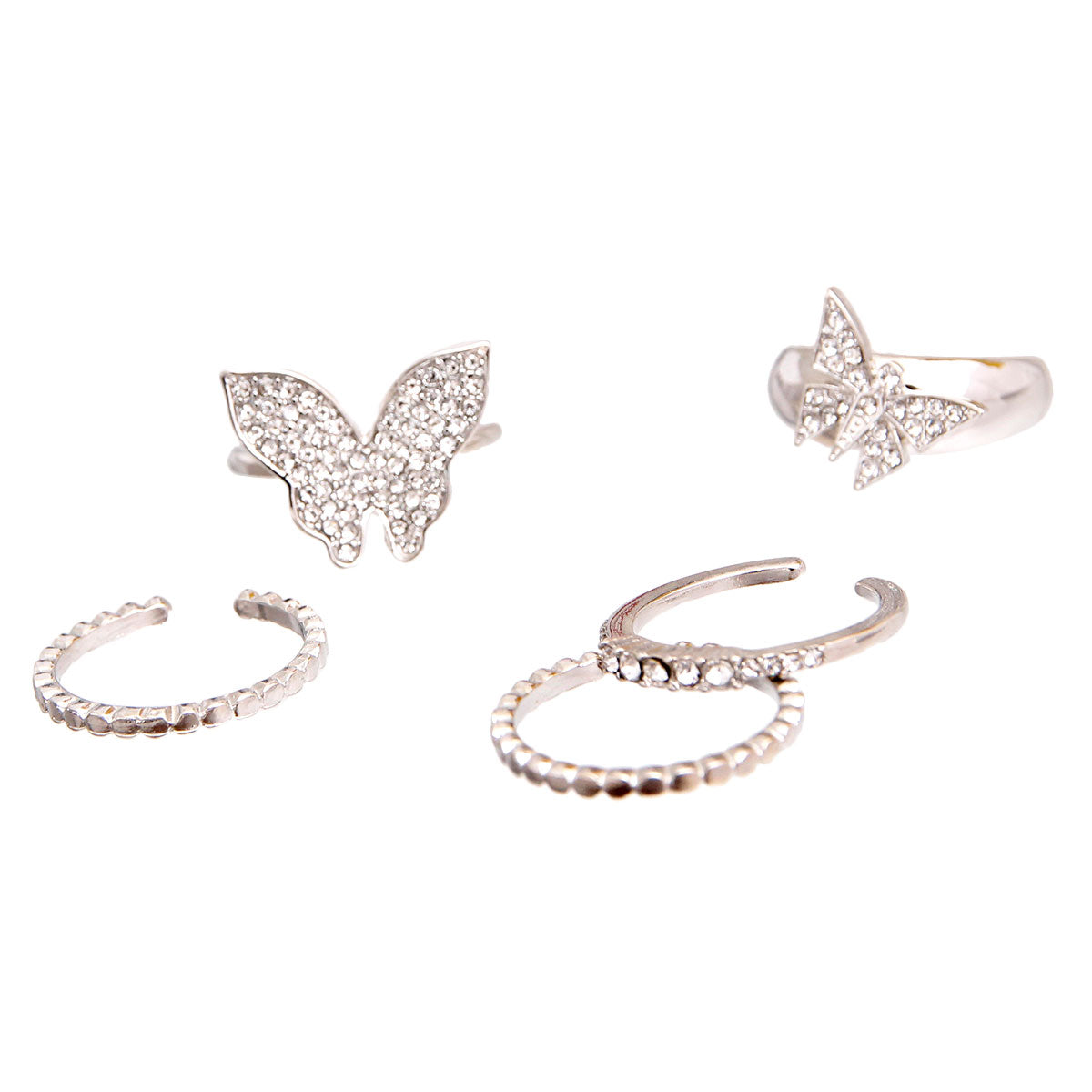 Silver Butterfly 5 Pcs Rings