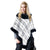 White Plaid Print Fur Poncho