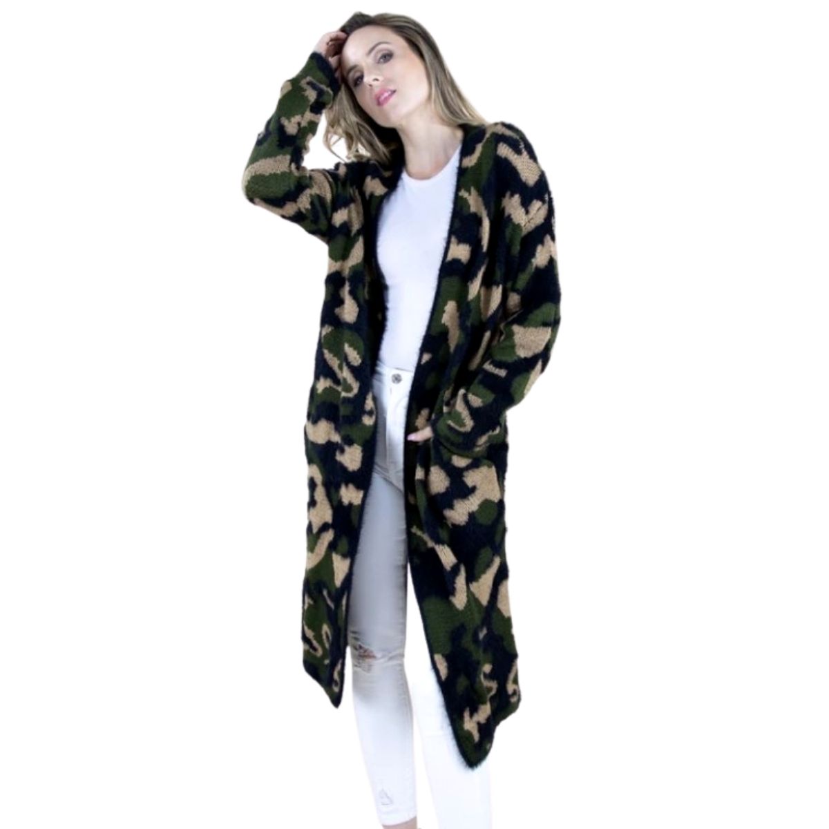 L/XL Camo Long Sleeve Cardigan