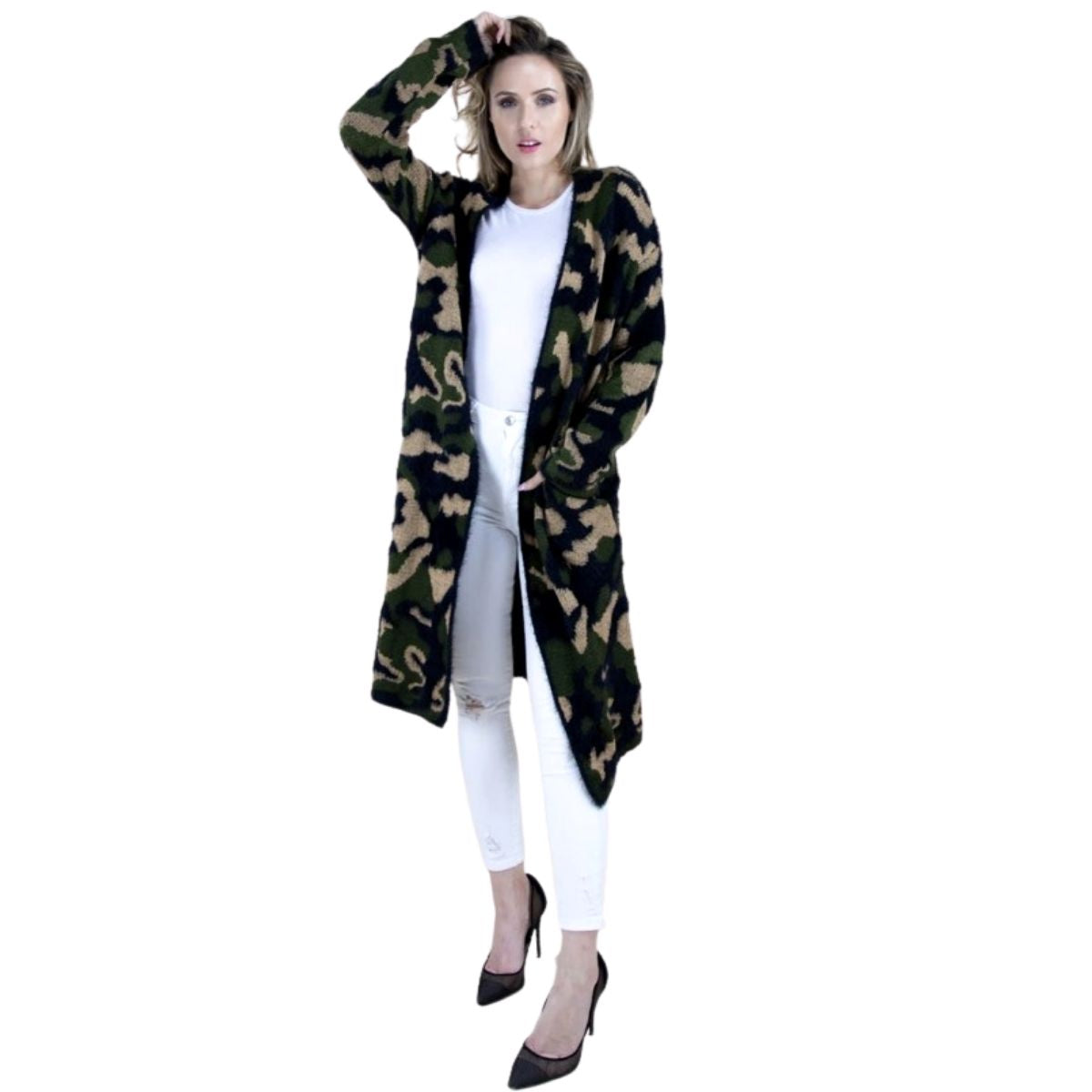L/XL Camo Long Sleeve Cardigan